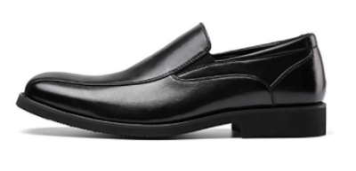 Men’s Black Shoes Loafer - Stylish Bicycle Toe Leather Slip-On